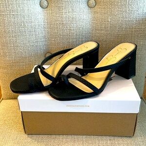 Jessica Simpson slip on black scrappy heels size 7